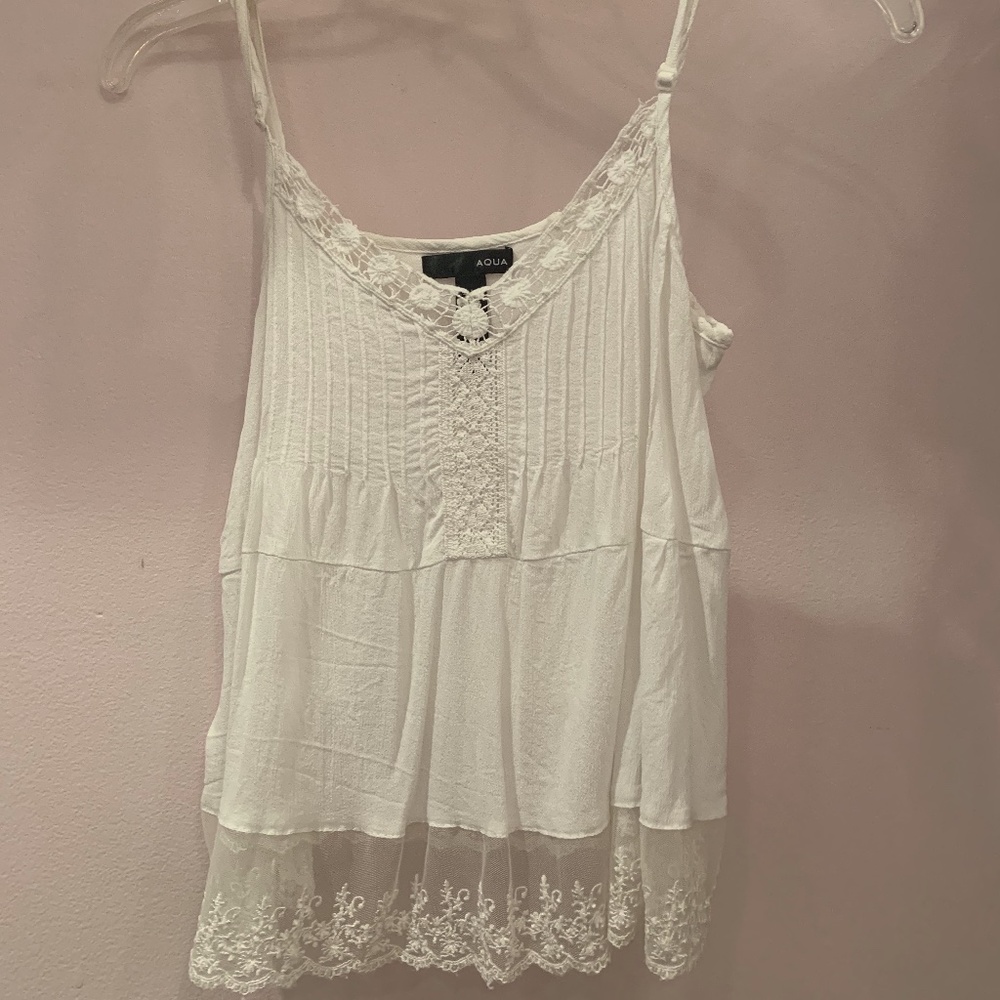 Aqua White Flowy Top